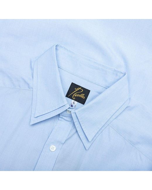 Needles Blue Double Layer Collar Shirt for men