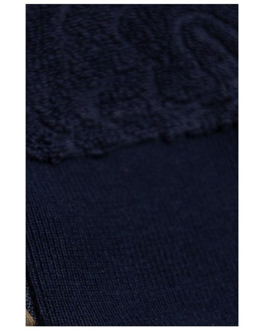 Versace Blue Barocco Pattern Zipped Sweatshirt for men