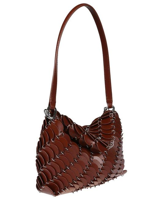 Rabanne Brown Disc-Detailed Foldover Top Shoulder Bag