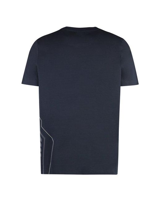 Boss Blue Cotton Crew-neck T-shirt for men