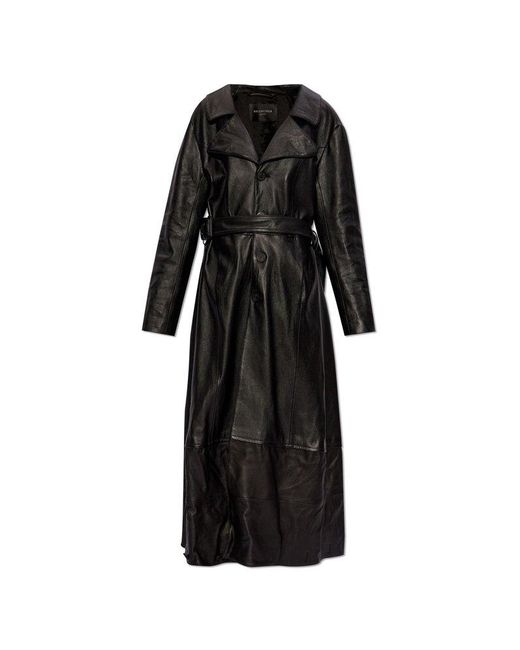Balenciaga Black Leather Coat By