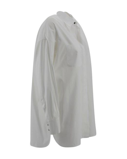 Max Mara Gray Button-Up Long-Sleeved Shirt