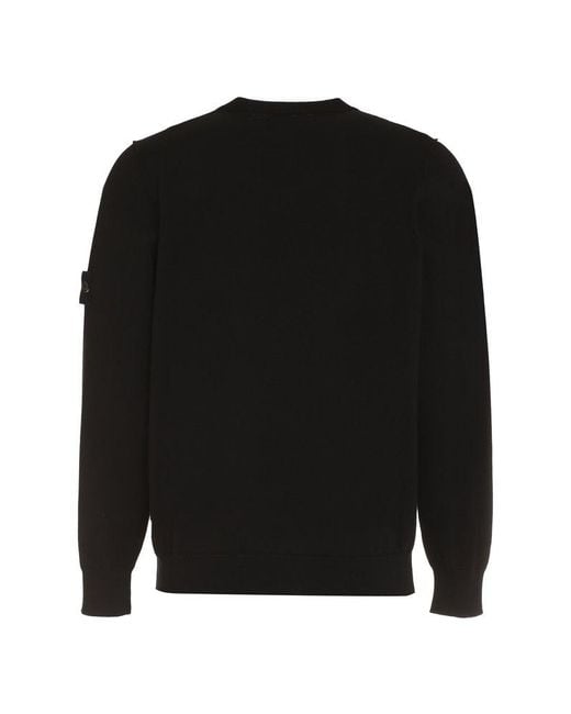 Stone Island Black Cotton Crew-Neck Sweater for men