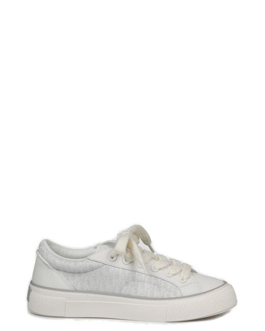 Dior White Round Toe Lace-up Sneakers for men