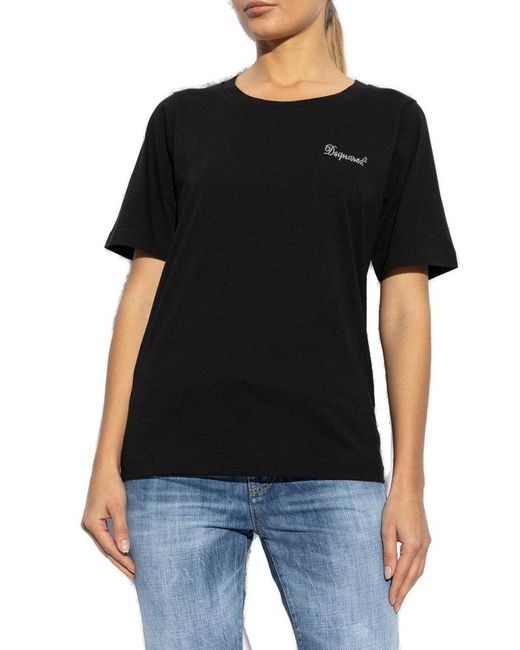DSquared² Black Logo-embellished Crewneck T-shirt