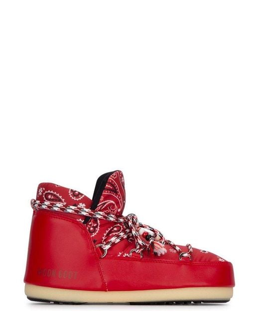 Alanui Red Bandana-printed Lace-up Snow Boots for men