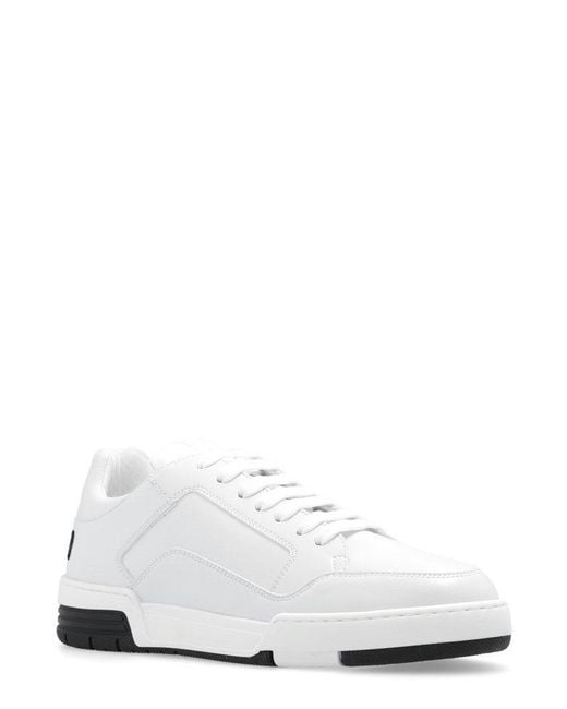 Moschino White Logo-embroidered Lace-up Sneakers
