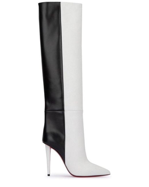 Christian Louboutin Black Astrilarge Botta 100 Two-tone Leather Over-the-knee Boots