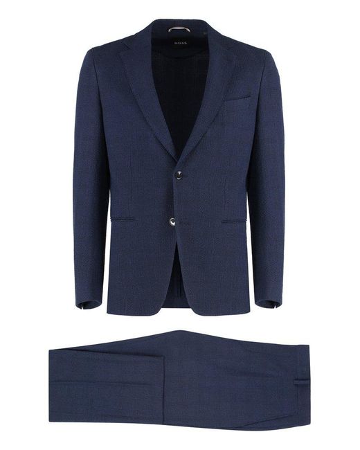 Boss Blue Buttoned Two Pieces Suit for men