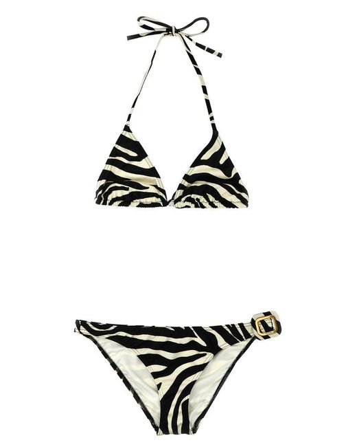 Tom Ford White Zebra Print Halterneck Bikini Set