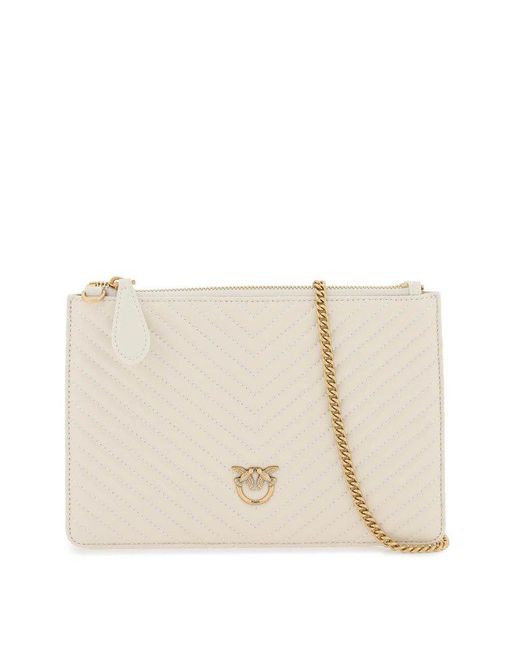 Pinko Natural Logo Plaque Quilted Chain-linked Wallet