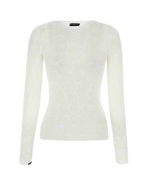 Marine Serre Synthetic Logo Printed Mesh Top in White | Lyst UK