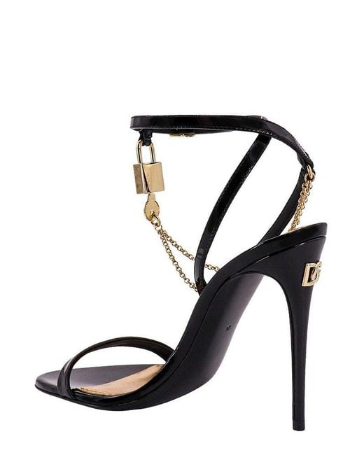 Dolce & Gabbana Black Chain-Link Ankle Strap Sandals