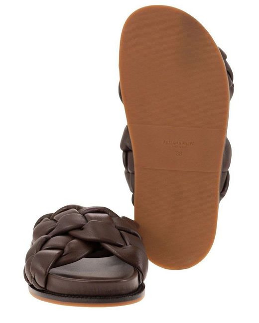 Fabiana Filippi Brown Braided Slip-On Slides