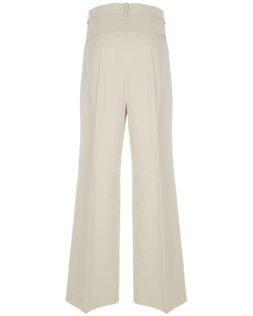 Calvin Klein White Pleat Detailed Wide Leg Trousers