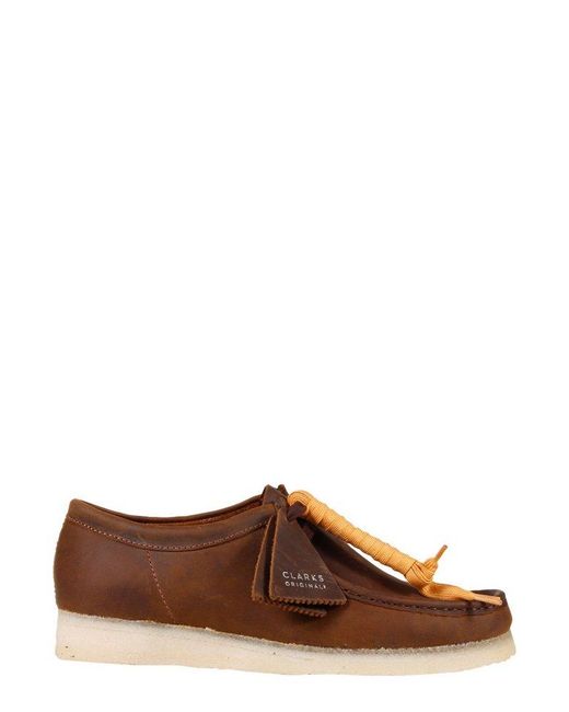 Clarks Leather Wallabee Square Toe Lace-up Shoes in Brown for Men | Lyst