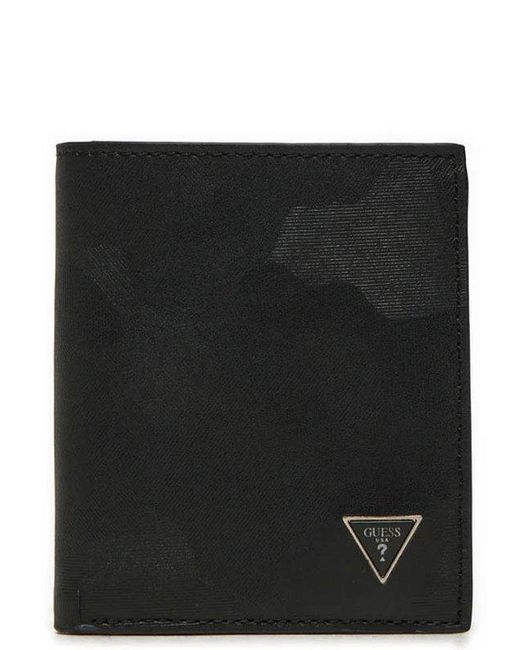 Guess Black Triangle-Logo Bi-Fold Wallet for men