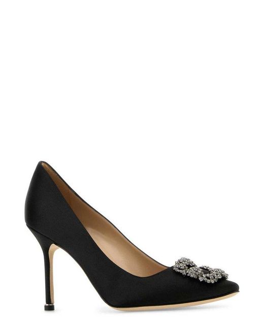 Manolo Blahnik Black Hangisi Embellished Pumps