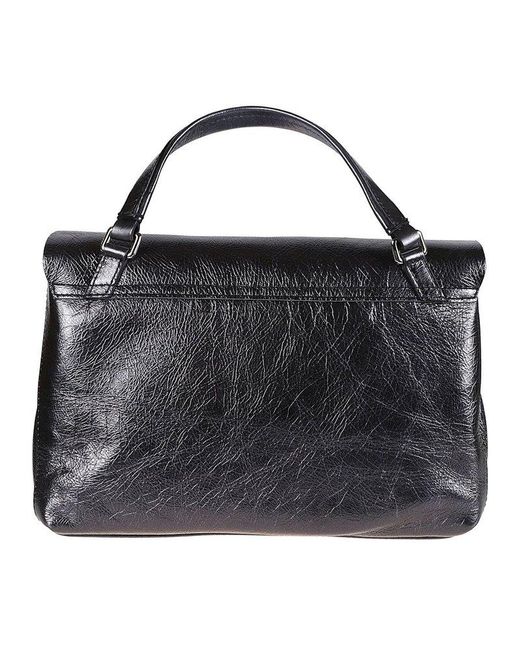 Zanellato Black Postina Cortina S Foldover Top Handbag