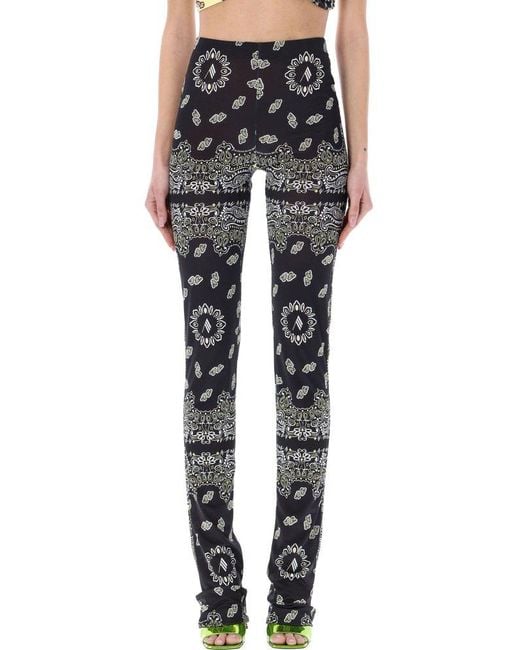 The Attico Black High-waist Paisley-printed Flared Trousers
