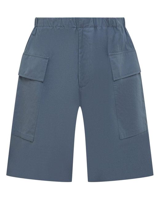 Jil Sander Blue Cotton Shorts for men