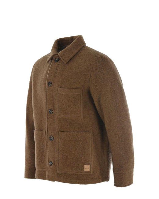 A.P.C. Brown Emile Logo Patch Casual Jacket for men