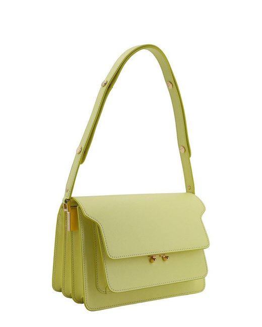 Marni Yellow Trunk Foldover Top Medium Shoulder Bag
