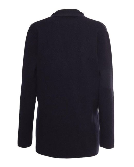 Max Mara Studio Blue Doubel-breasted Long-sleeved Cardigan