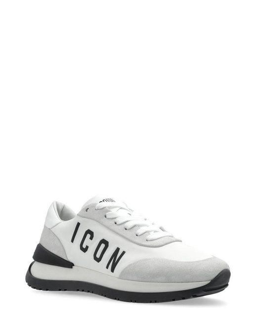 DSquared² White Icon Logo Printed Low-Top Sneakers