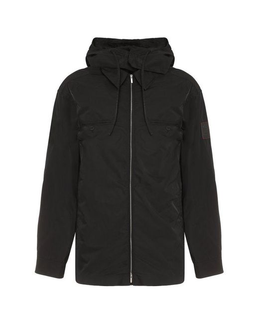 Ferragamo Black Technical Fabric Hooded Jacket for men