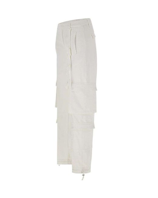 Dondup White Wide Leg Cargo Trousers