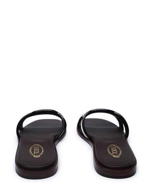 Tod's Black Logo Strap Slip-On Sandals