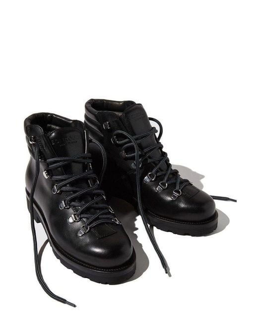 Scarosso Black Catherine Round-Toe Lace-Up Boots