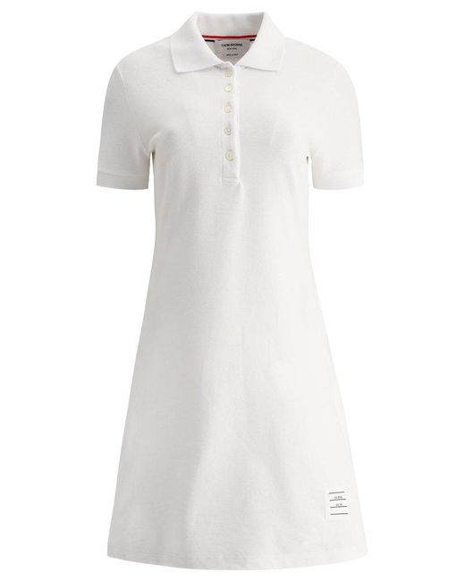 Thom Browne White Pique Flared Short-sleeved Tennis Dress
