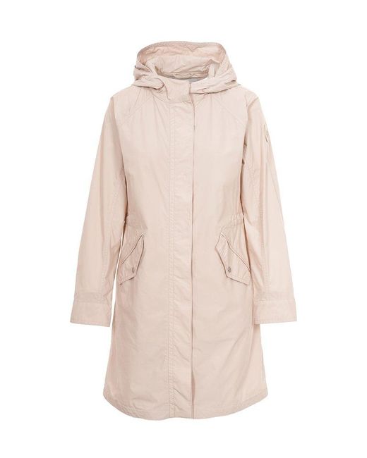Woolrich Natural Long-sleeved Hooded Mid-length Coat