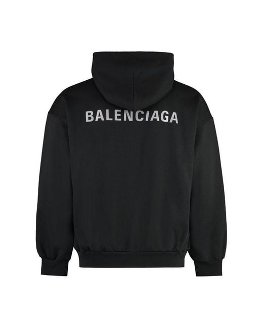 Balenciaga Black Cotton Hoodie for men