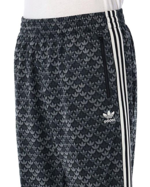 Adidas Originals Gray Firebird Monogram-printed Low-rise Trousers for men