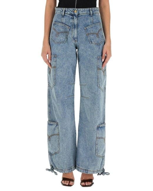 Moschino Blue Wide Leg Washed Denim Jeans