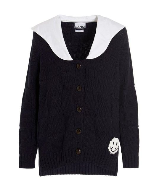 ganni smiley face cardigan