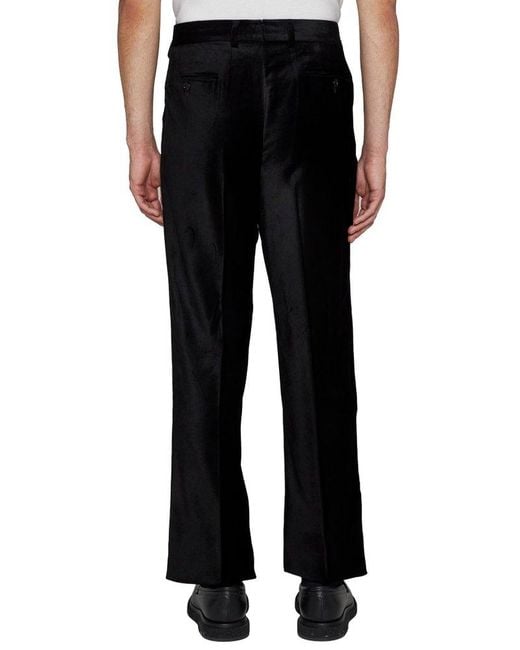Lardini Black Velvet Mid-Rise Straight Leg Pants for men