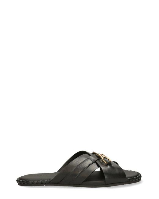 Fendi Black O'lock Motif Sandals for men