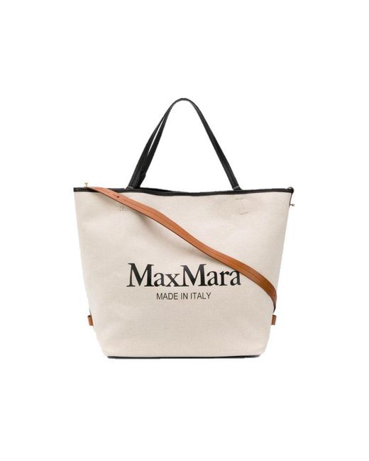 Max Mara Pink Logo Printed Top Handle Bag