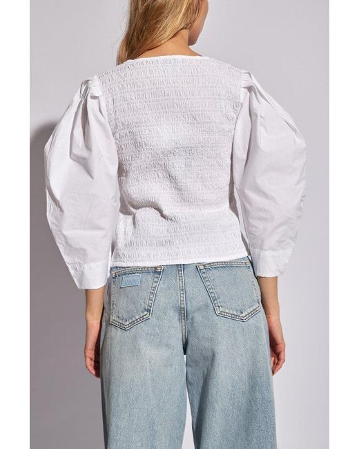 Ganni White Cropped Top,