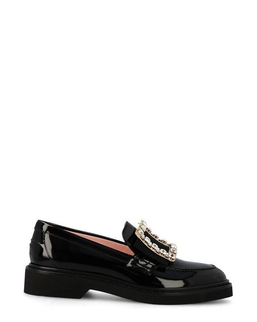 Roger Vivier Black Embellished Slip-on Loafers