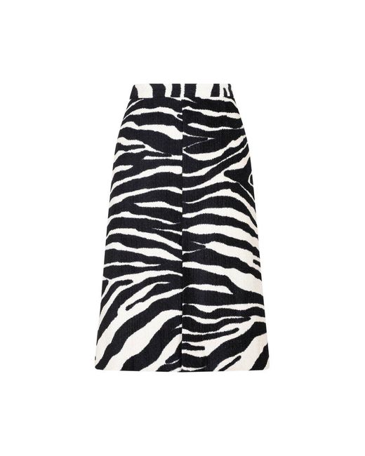 Dries Van Noten Synthetic Zebra-print Midi Skirt in Black | Lyst Australia