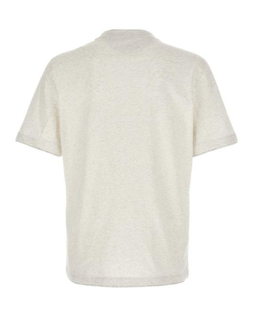 Brunello Cucinelli White Double Hem T-Shirt for men