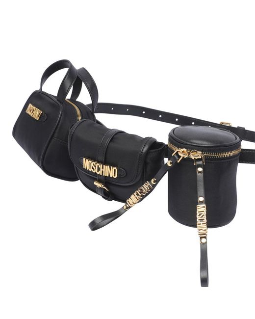 Moschino Black Logo-lettering Zip Fastened Belt Bags