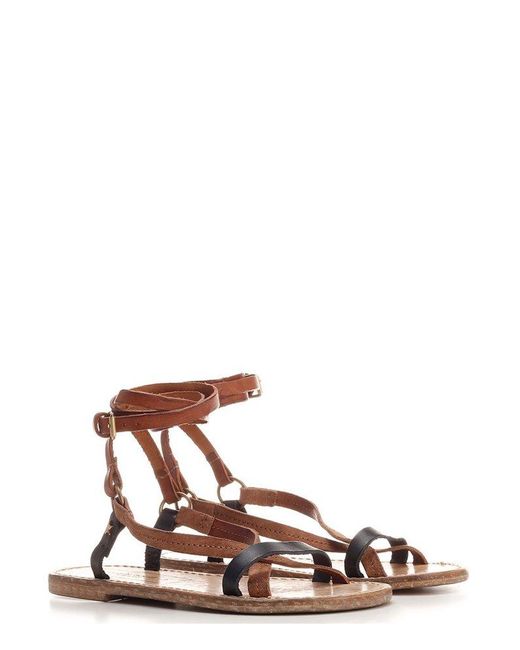 Golden Goose Leather Strappy Flat Sandals in Brown | Lyst