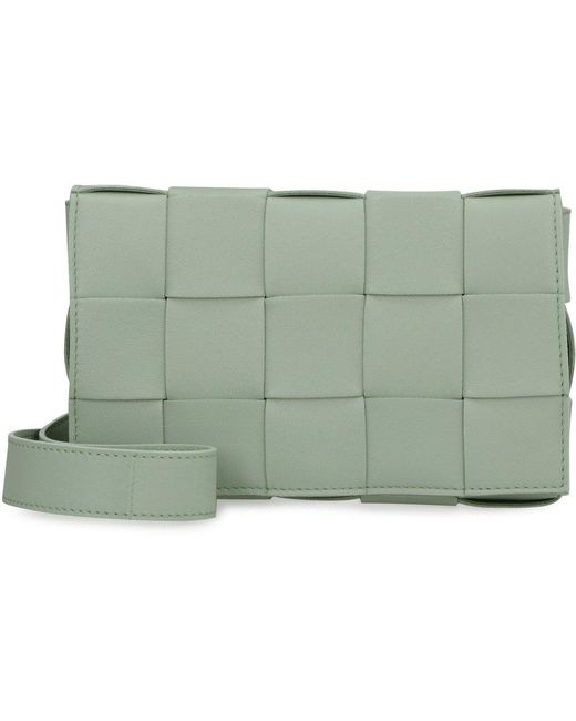 Bottega Veneta Green Interwoven Fold-over Shoulder Bag