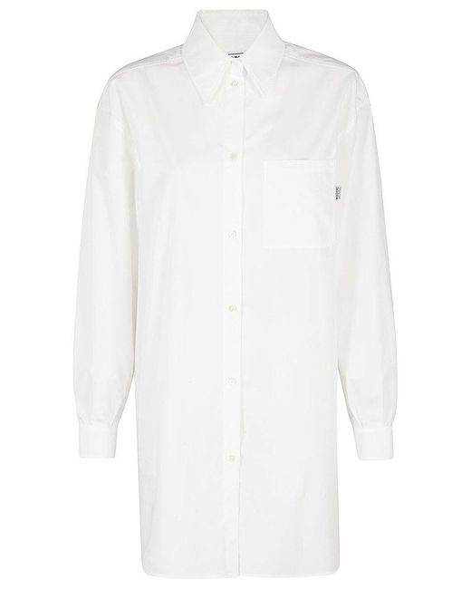 Moschino White Jeans Curved Hem Mini Shirt Dress